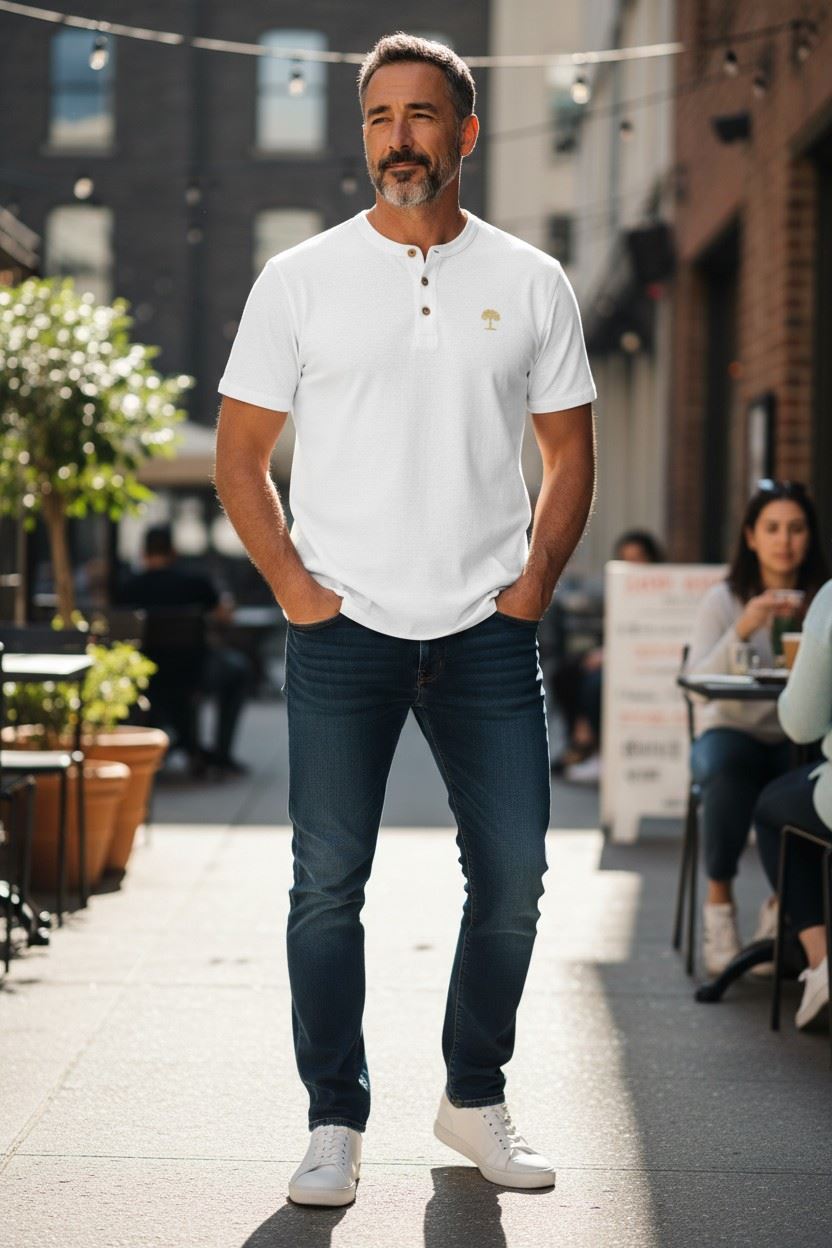 Henley blanco de la Core Collection