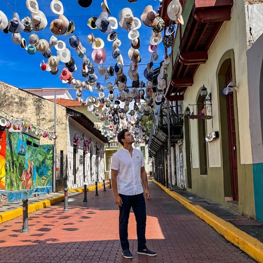 Camisa de lino premium blanca con logo dorado de árbol de PanamaBy